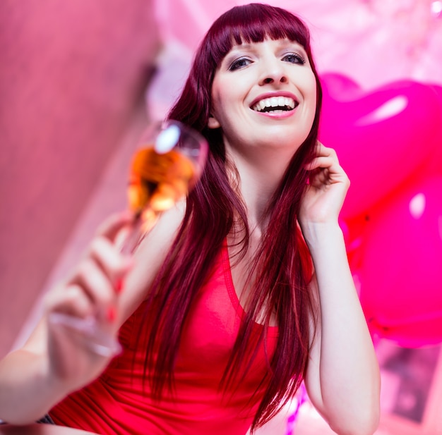 Woman partying in night club