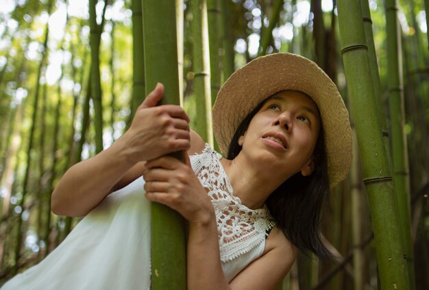 woman photographed in a cane field