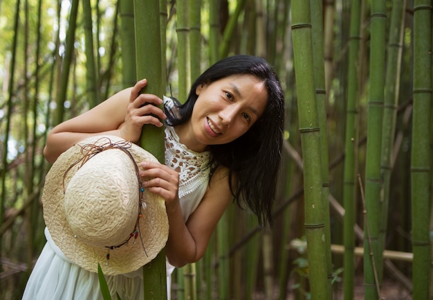 woman photographed in a cane field