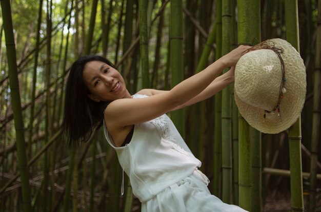 woman photographed in a cane field