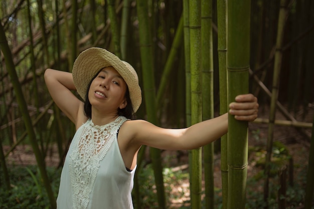 woman photographed in a cane field