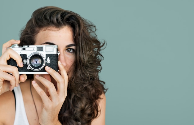 Woman Photographer Camera Focus Photography Concept