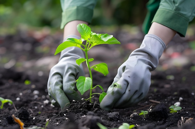 Woman Planting Tree in the Garden