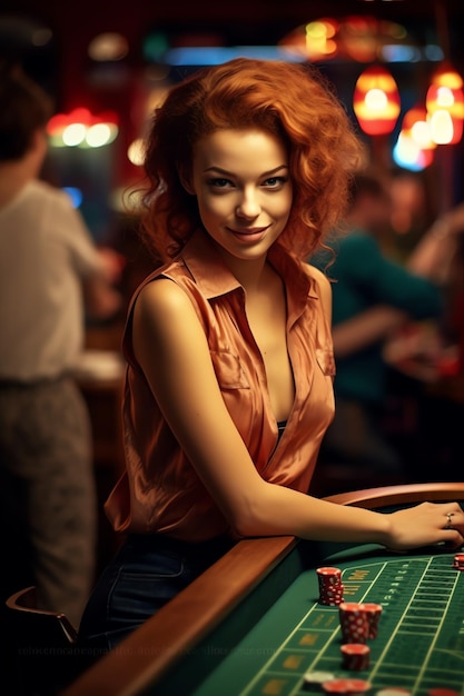 A woman playing casino games