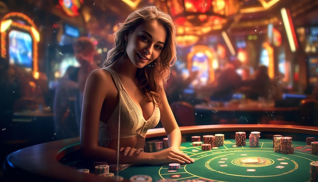 A woman playing casino games