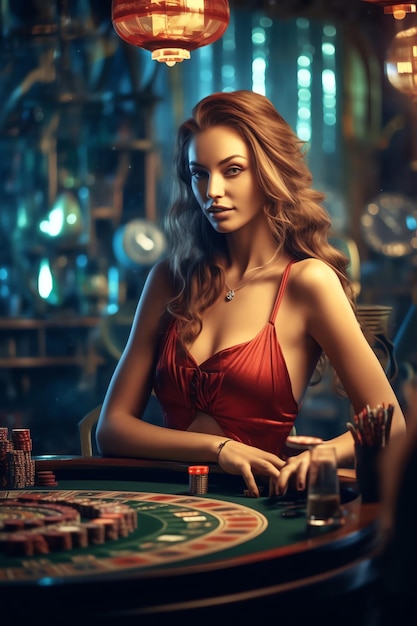 A woman playing casino games