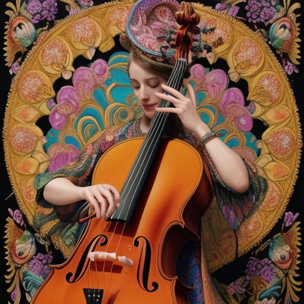 A woman playing a cello