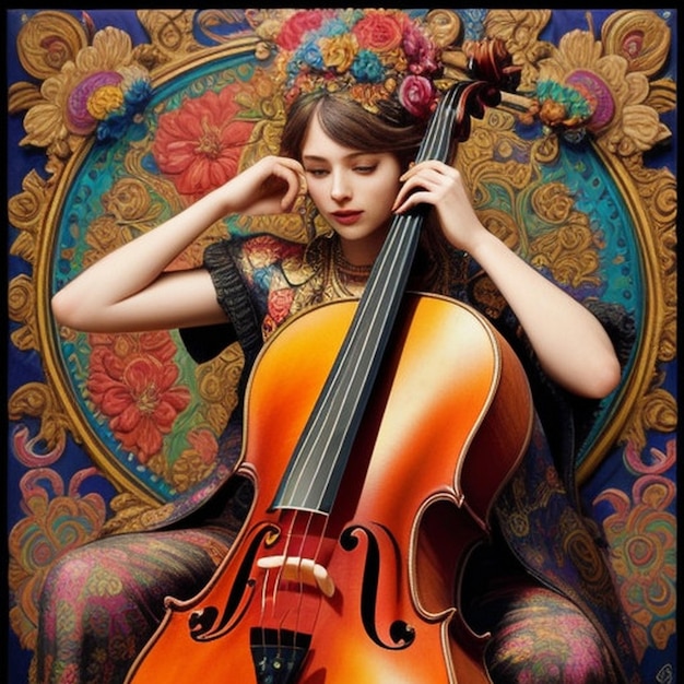 A woman playing a cello