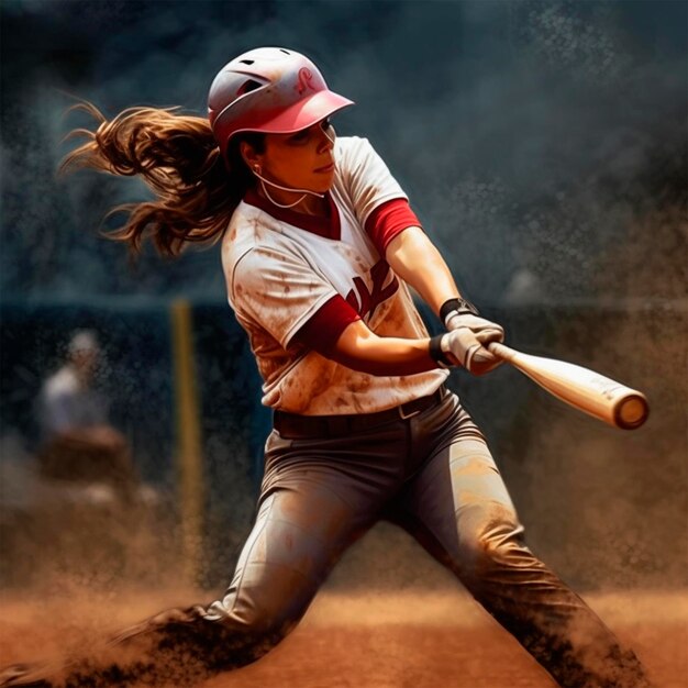 Woman playing softball photo