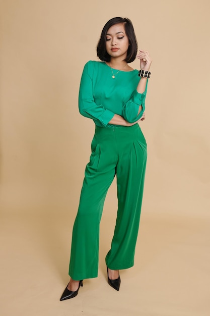 Woman Posing for Fashion Catalog in Studio