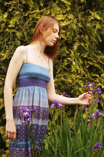 Woman posing in summer park