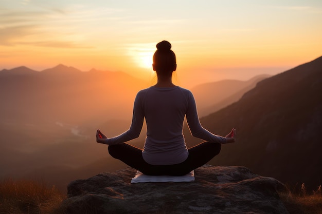 A woman practicing yoga in a serene pose exuding a sense of inner peace and balance