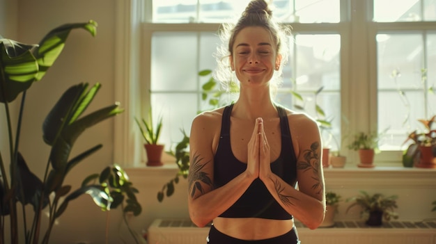 woman practicing yoga