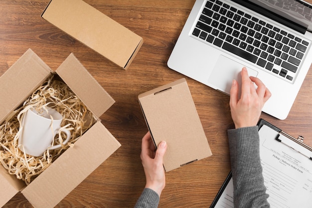 Woman preparing a cyber monday package