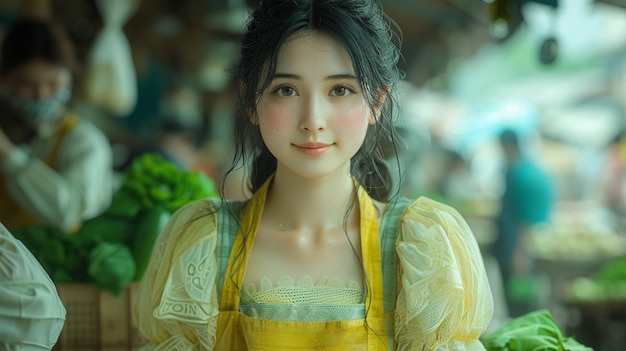 Woman preparing healthy food in her kitchen