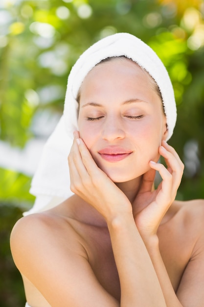 a woman preparing herself for spa day