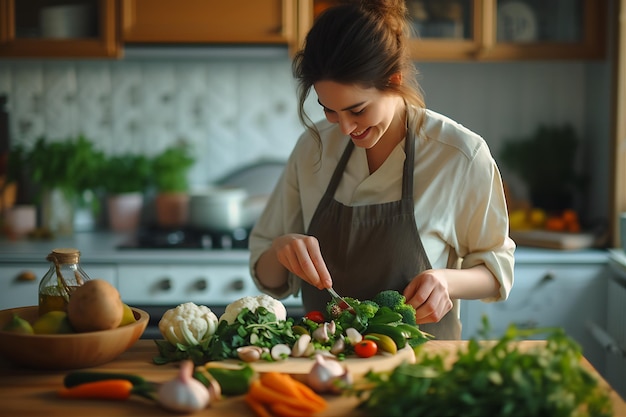 Woman Preparing Vegetables