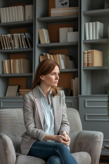 Photo woman in a psychologists office generative ai