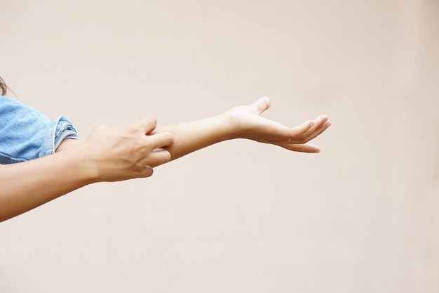 Woman raised her hand for dissuade campaign stop violence against womenx9