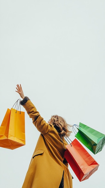 Woman Reaching for Shopping Bags After a Purchase