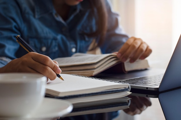 Woman read book at home