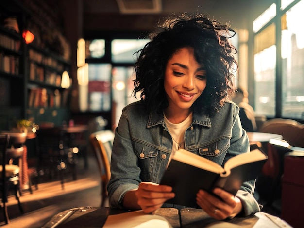 a woman reading a book with a book titled quot she is reading quot