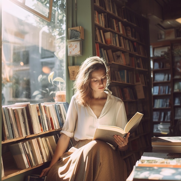 woman reading a book