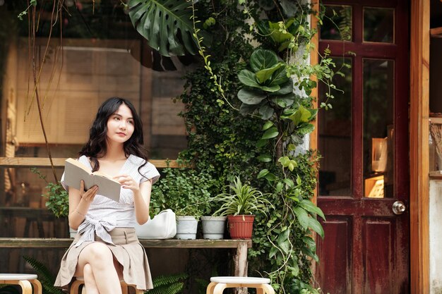 Woman Reading Interesting Book