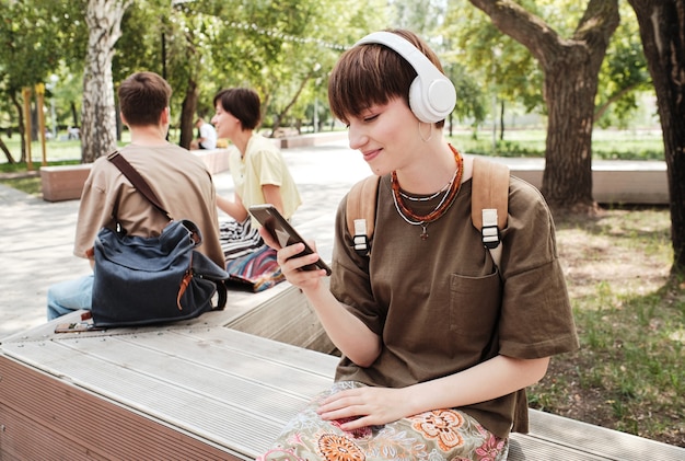 Woman reading a message on the phone