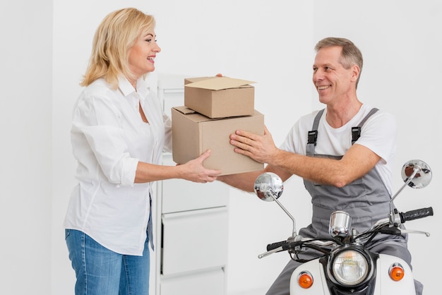 Woman receiving packages