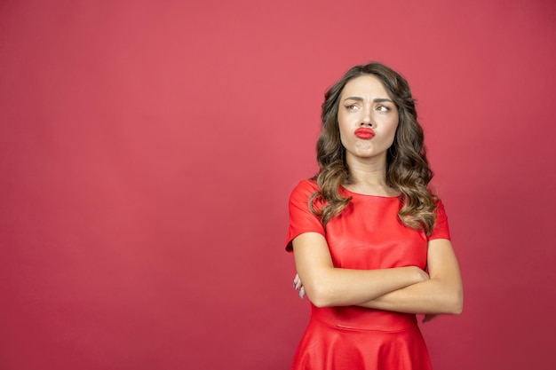 Woman on a red background