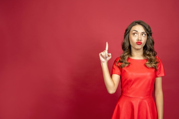 Woman on a red background