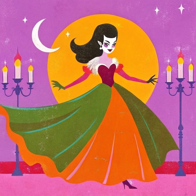 a woman in a red and green dress is dancing with a lite candle