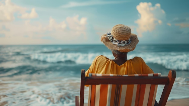 Woman Relaxing at Ocean Shore