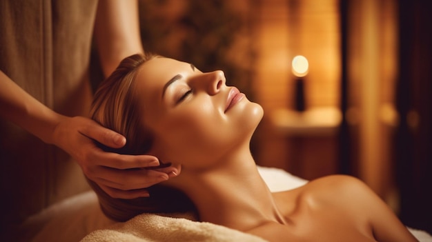 A woman relaxing in a spa treatment