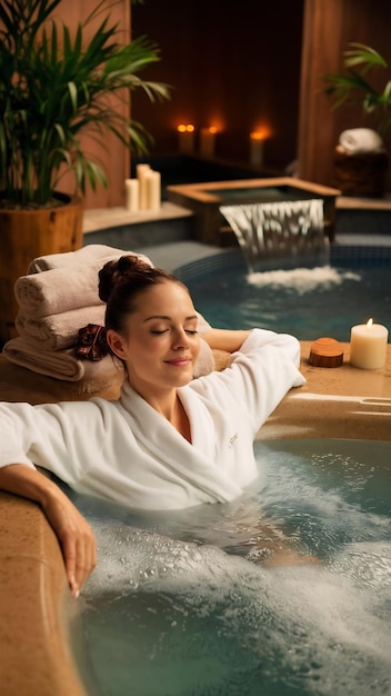 Photo woman relaxing in the spa