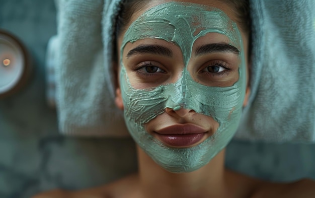 Woman Relaxing With Facial Mask at Home Spa