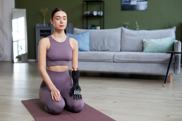 Woman relaxing during yoga practice