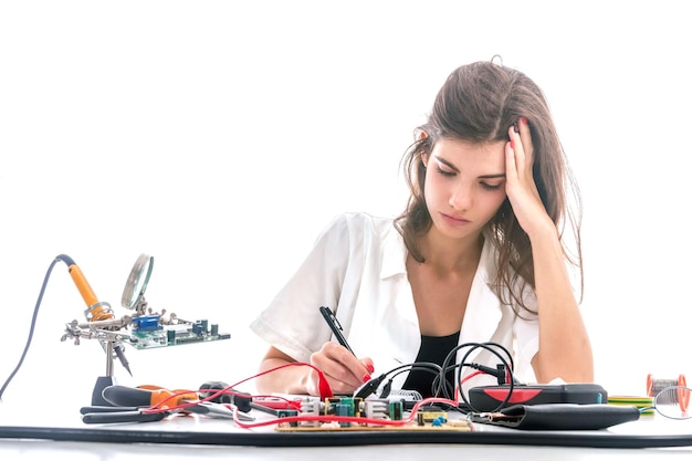 Woman Repairing Computer Part, Service Center, Electronics Repair Service