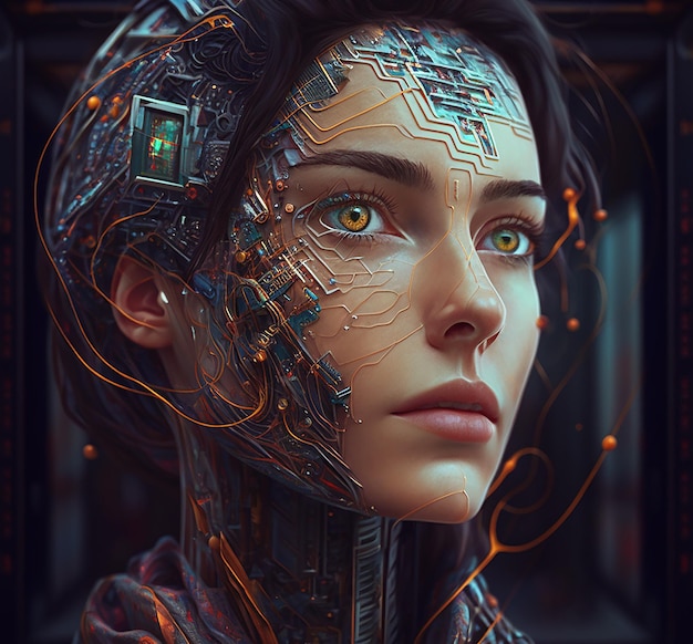 Woman robot algorithm technology 3D