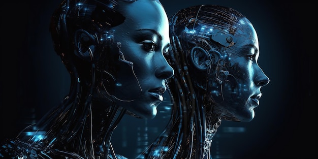 A woman and a robot are talking to each other.