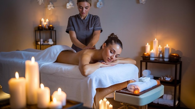 Photo a woman in a room with a woman in a towel on her lap