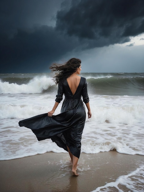 woman running on the beach