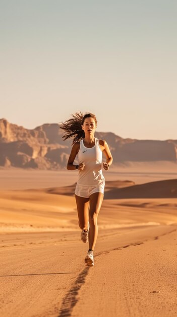 Woman running in the desert female runner