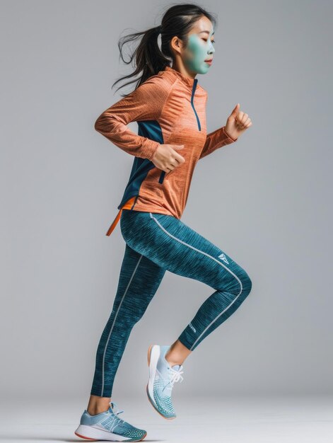 Photo woman running in isolated background