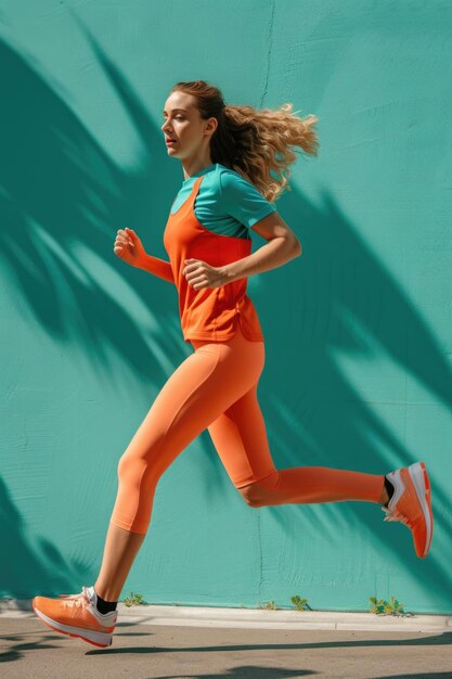 Woman running in isolated background