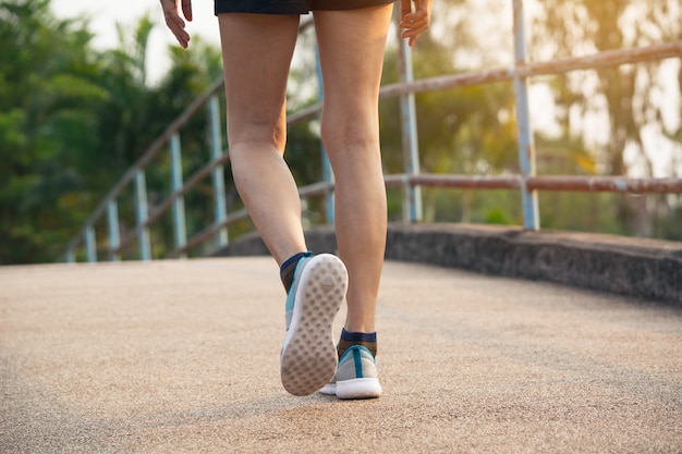 A woman running at the morning for jogging, exercising and healthy lifestyle concept.