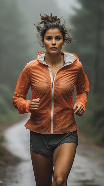 Woman running on the trail female runner