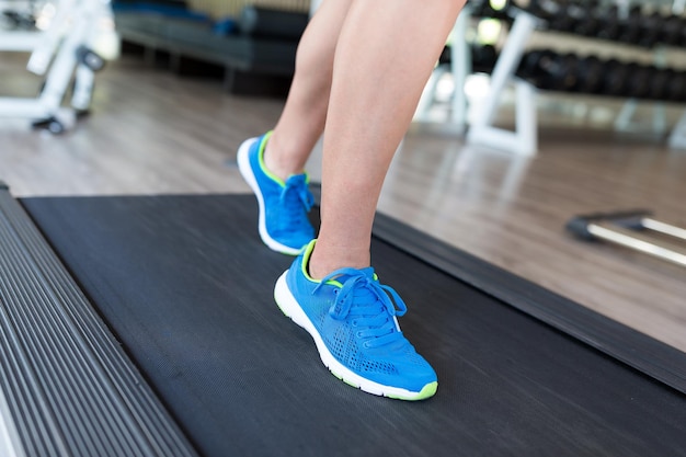 Woman running on treadmill