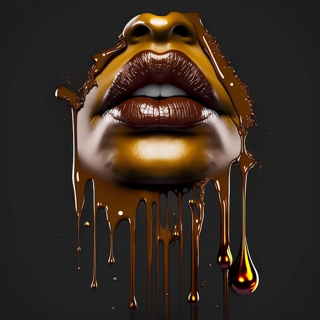 A woman's face with chocolate dripping down her face